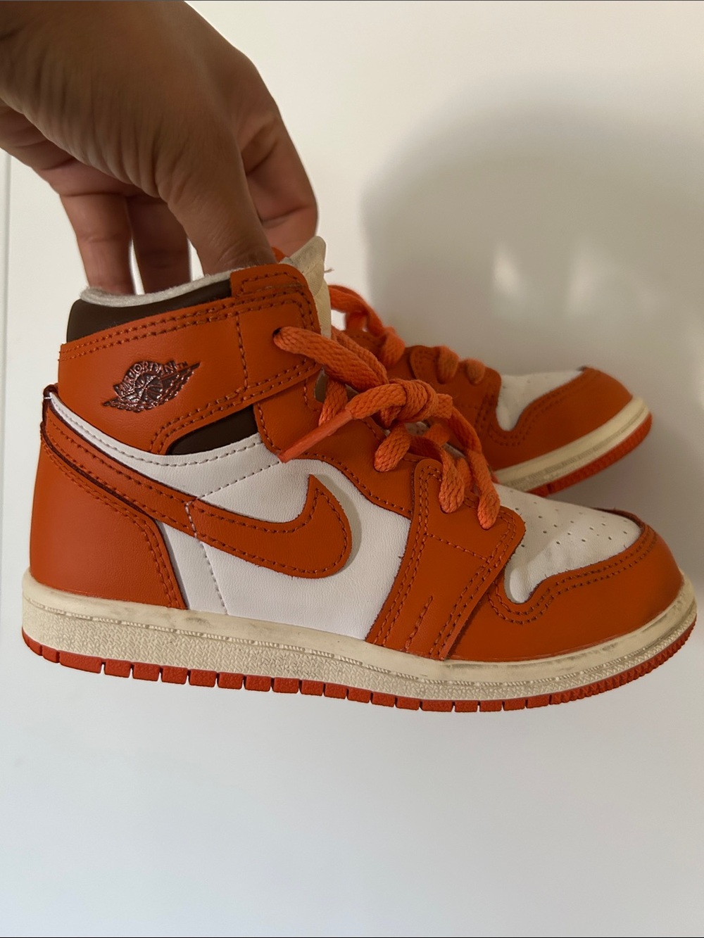 Nike Kids Orange and White High-Top Sneakers